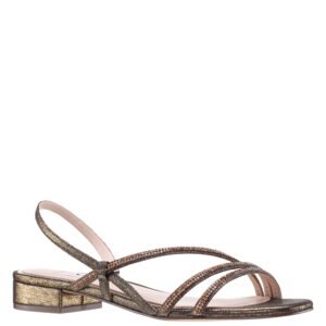 Nina Shoes Skylee Bronze Metallic Suedette W/ Crystal Flat Sandal