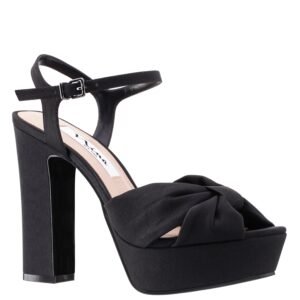 Nina Shoes Skylynn Black Peau Stiletto Block-Heel Platform Sandal