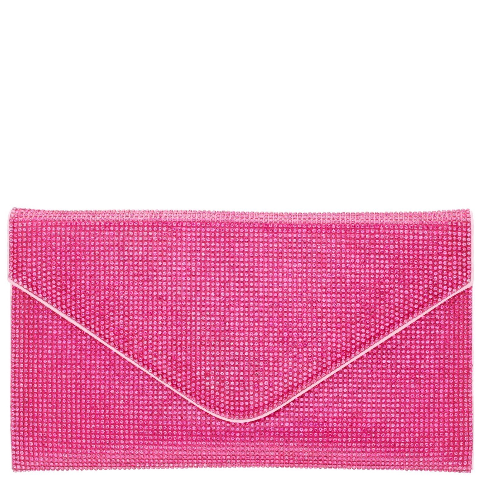 Nina Shoes Spark Ultra Pink Allover Crystal Envelope Clutch