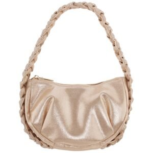 Nina Shoes Starry Taupe Braided Crystal Detail Hobo Bag