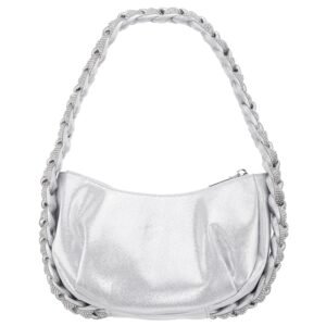 Nina Shoes Starry True Silver Braided Crystal Detail Hobo Bag