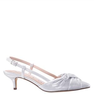 Nina Shoes Stella True Silver Sling Back Low-Heel Pumps