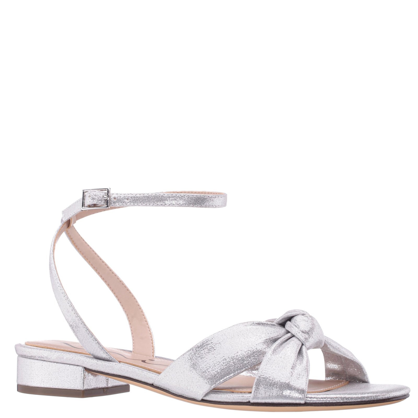Nina Shoes Sulma Silver Ankle Strap Flat-Shoe Sandals