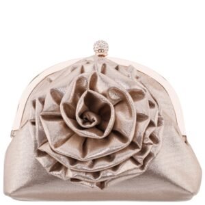 Nina Shoes Sweetie Taupe Flower Embellished Frame Clutch