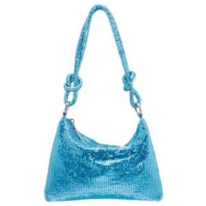 Nina Shoes Swoon Cielo Crystal Mesh Shoulder Bag With Knotted Detail