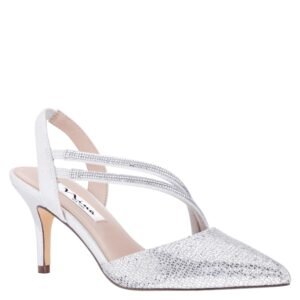 Nina Shoes Tansy Silver Slingback Mid-Heel Dress Pump