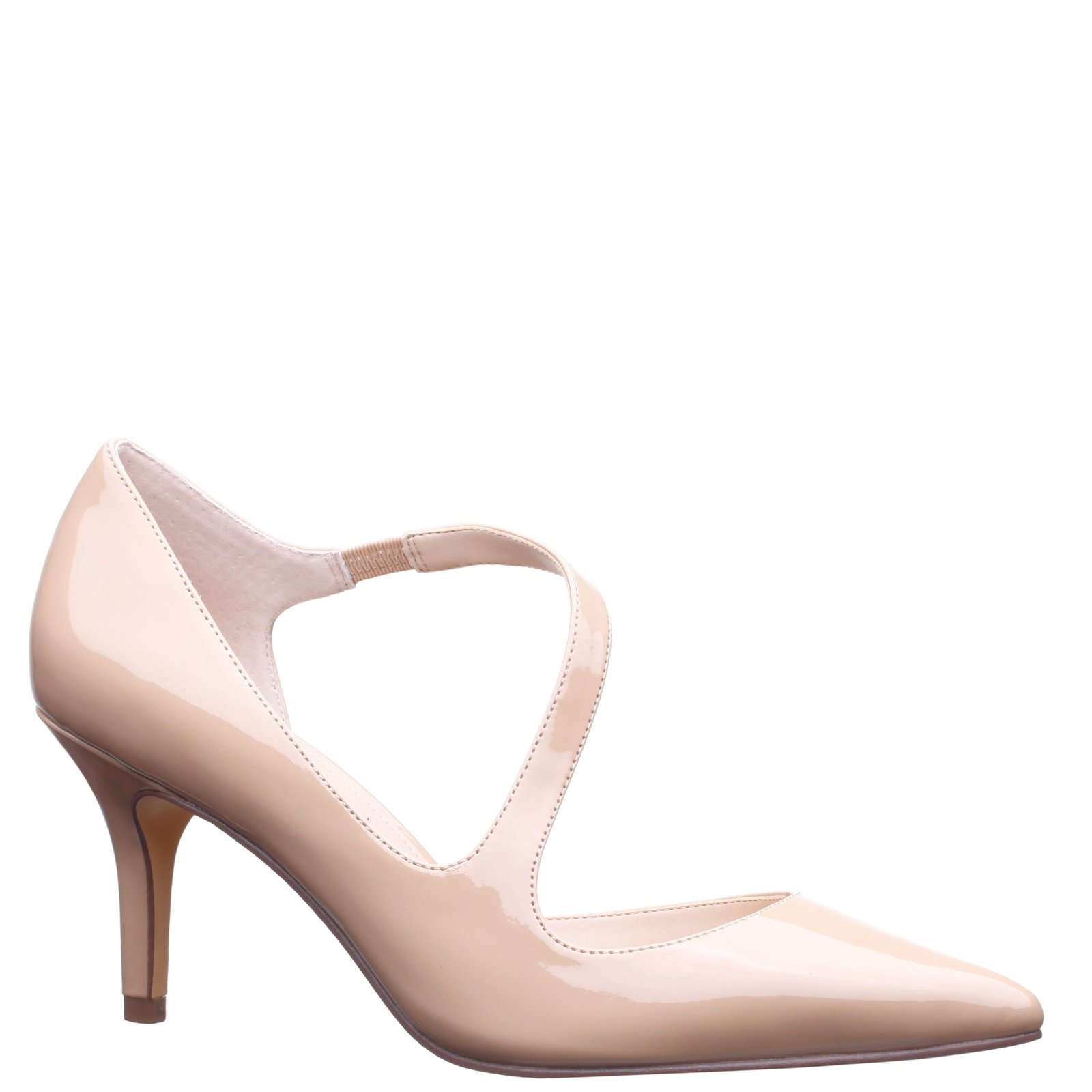 Nina Shoes Thelma Latte Patent Pointy-Toe Mid-Heel Classic Pump