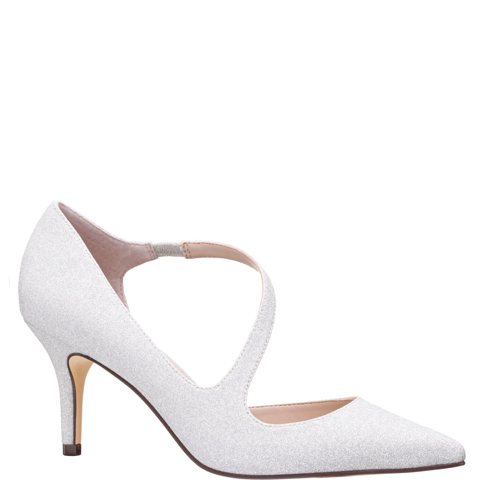 Nina Shoes Thelma Silver Fantasy Net Pointy-Toe Mid-Heel Classic Pump
