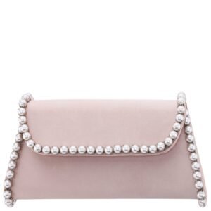 Nina Shoes Trysta Pearl Rose Pearl Trim Trapezoid Flap Bag