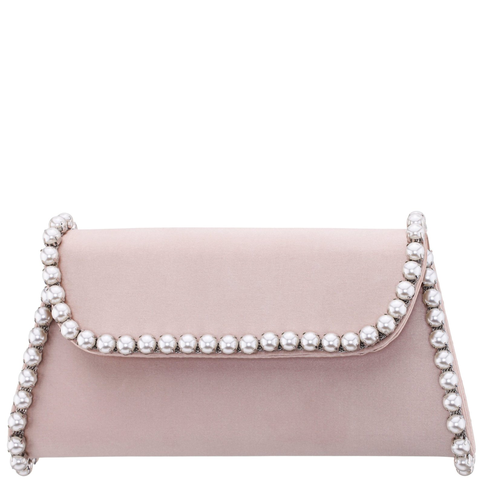 Nina Shoes Trysta Pearl Rose Pearl Trim Trapezoid Flap Bag