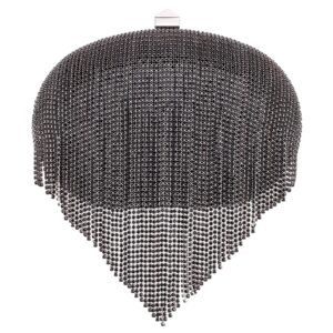 Nina Shoes Vail Black Crystal Chain Draped Minaudiere