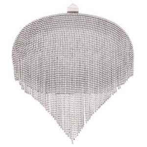 Nina Shoes Vail Silver Crystal Chain Draped Minaudiere