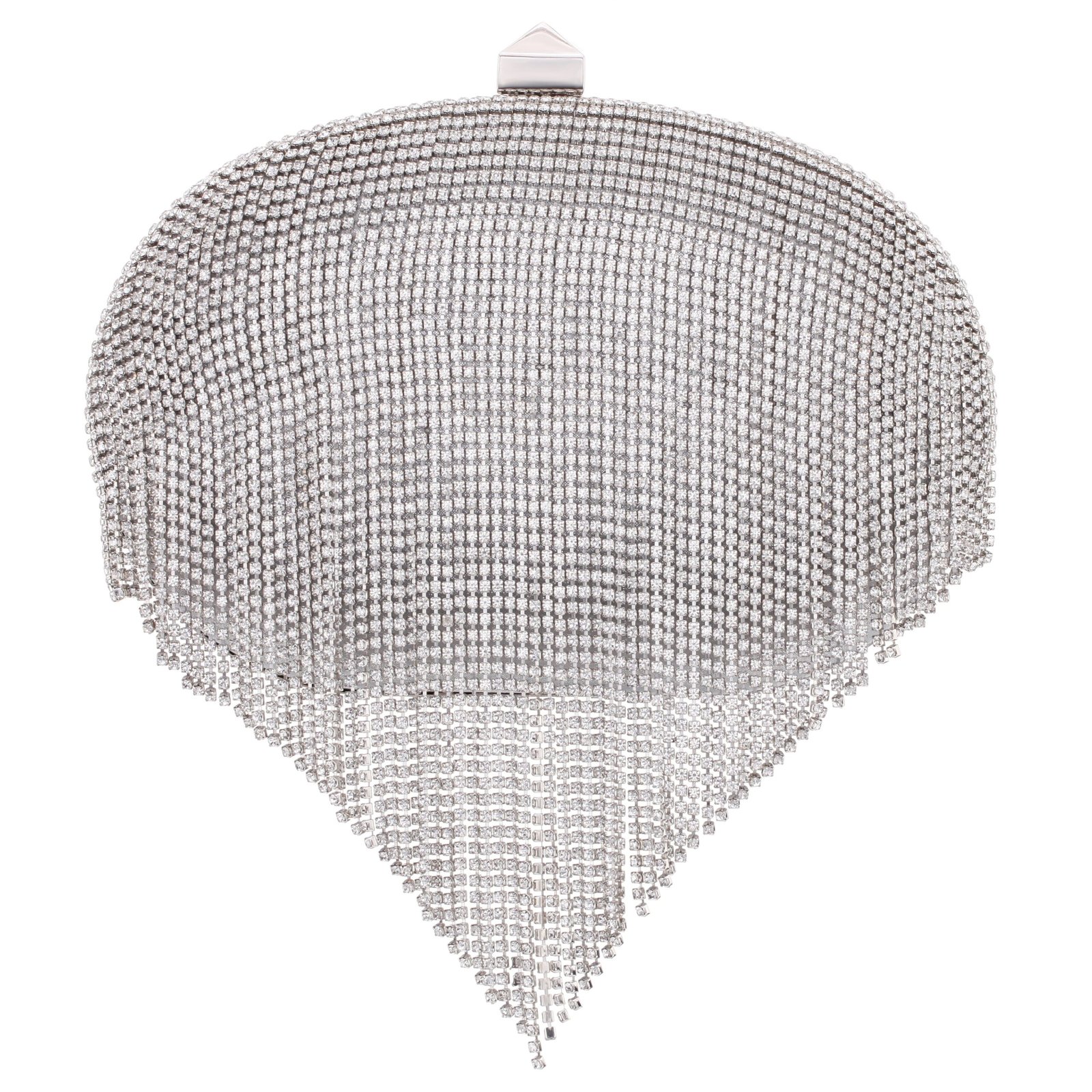 Nina Shoes Vail Silver Crystal Chain Draped Minaudiere