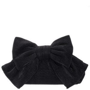 Nina Shoes Veda Black Pleated Metallic Fabric Frame Clutch