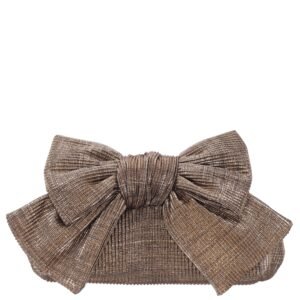 Nina Shoes Veda Bronze Pleated Metallic Fabric Frame Clutch