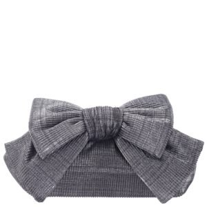 Nina Shoes Veda Gunmetal Pleated Metallic Fabric Frame Clutch