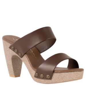 Nina Shoes Vegas Coffee Slip On High-Heel Platform Sandals