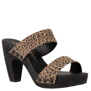 Nina Shoes Vegas Dark Cheetah Slip On High-Heel Platform Sandals