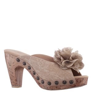 Nina Shoes Veneto Natural Linen Slip On High-Heel Platform Sandals