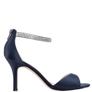Nina Shoes Volanda New Navy Satin Crystal Ankle-Strap High-Heel Dressy Sandal