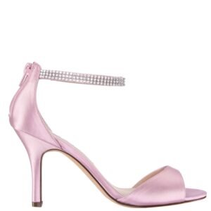 Nina Shoes Volanda Rose Mist Satin Crystal Ankle-Strap High-Heel Dressy Sandal