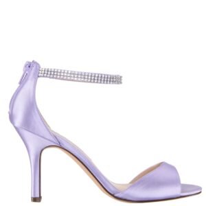 Nina Shoes Volanda Royal Lilac Satin Crystal Ankle-Strap High-Heel Dressy Sandal