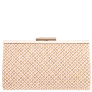 Nina Shoes Willow Champagne/Gold Beaded Pattern Frame Clutch