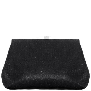 Nina Shoes Winkle Black Metallic Fabric Frame Satchel