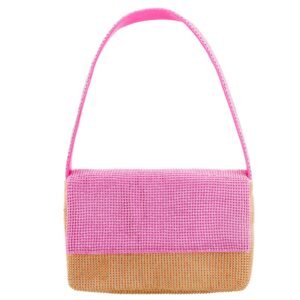 Nina Shoes Xiomara Ultra Pink Colorblock Crystal Mesh Shoulder Bag