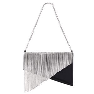 Nina Shoes Yara Black Satin/Glass Crystal Shoulder Bag