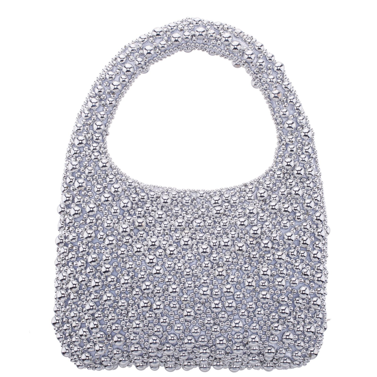 Nina Shoes Zariah Silver Plastic Beads Hobo Bag