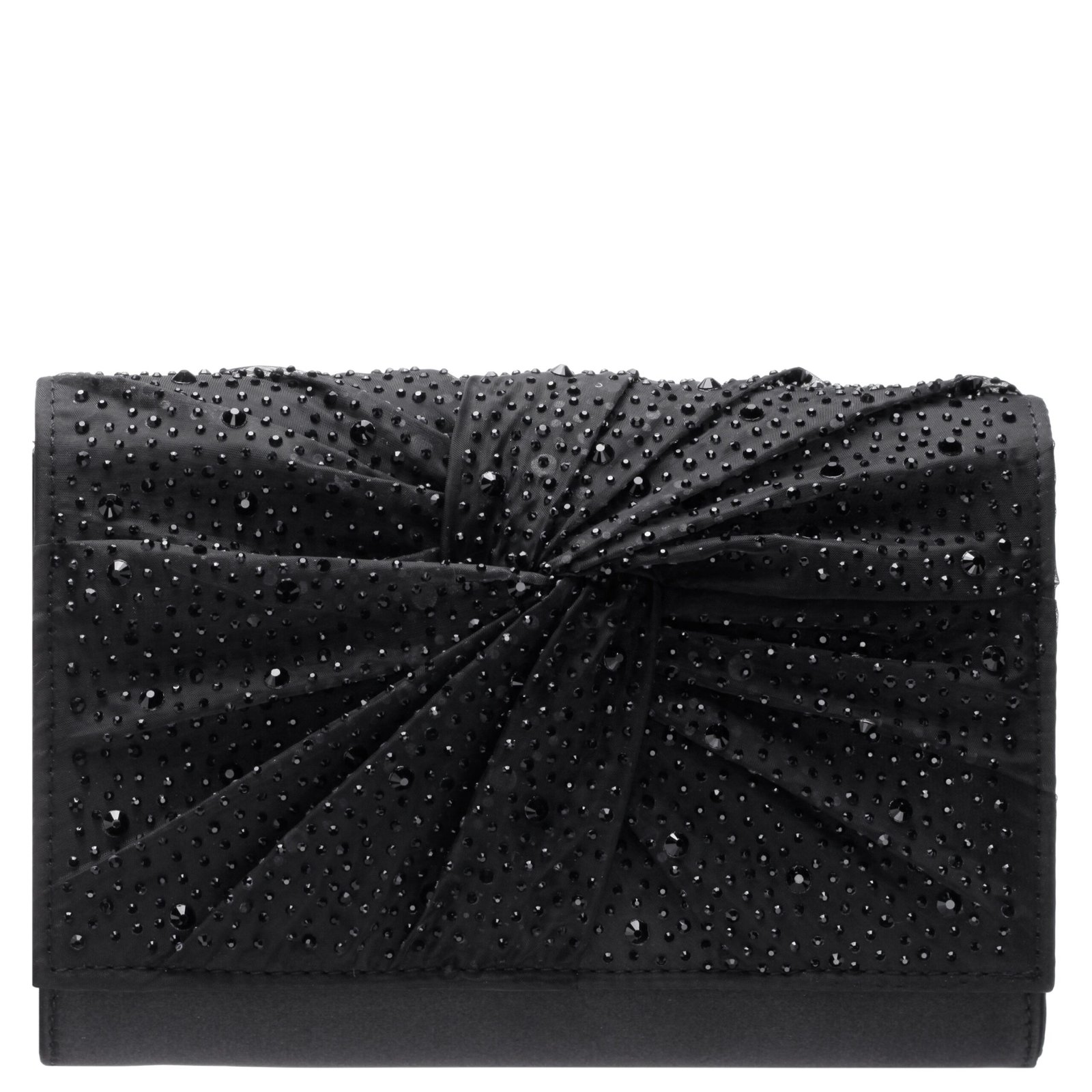 Nina Shoes Zoria Black Chiffon/Satin/Glass Crystal Clutch
