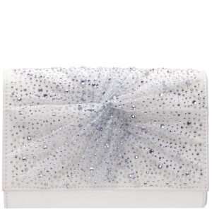 Nina Shoes Zoria Ivory Chiffon/Satin/Glass Crystal Clutch
