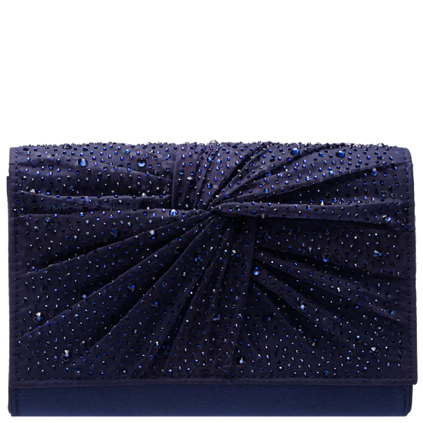 Nina Shoes Zoria Navy Chiffon/Satin/Glass Crystal Clutch