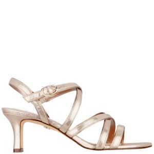Nina Shoes Genaya Taupe Satin Strappy Mid-Heel Dressy Sandal