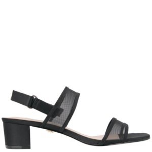 Nina Shoes Ganice Black Mesh Block Low-Heel Hook & Loop Dressy Sandal
