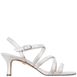 Nina Shoes Genaya Silver Strappy Mid-Heel Dressy Sandal